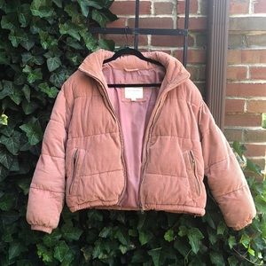 American Eagle Small Blush Corduroy Puffer Coat